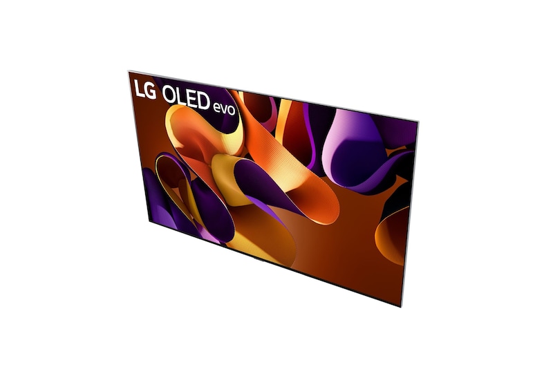 Vista laterale destra del TV LG OLED evo, OLED G4 sulla parete